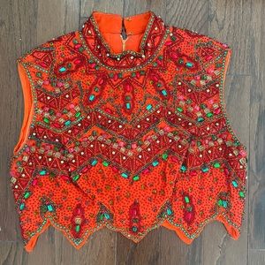 Custom-made vintage beaded crop top